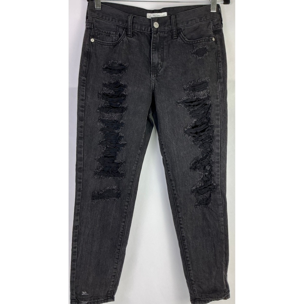 Abercrombie & Fitch Women's Ripped Jeans Black Wash Size 4 W27 Distressed Denim